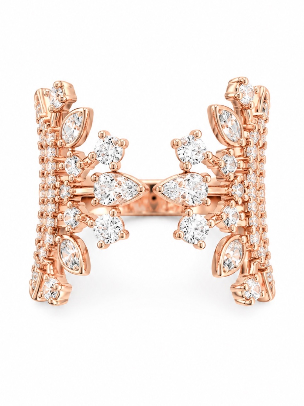 Bomb Party Ring Sz 7 “Eternally Angelic Wings” Clear Cz Rose Gold plating rare
